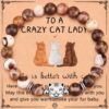 To That Special Crazy Cat Lady -  Life Is Better with Cats Natural Stone Beaded Bracelet